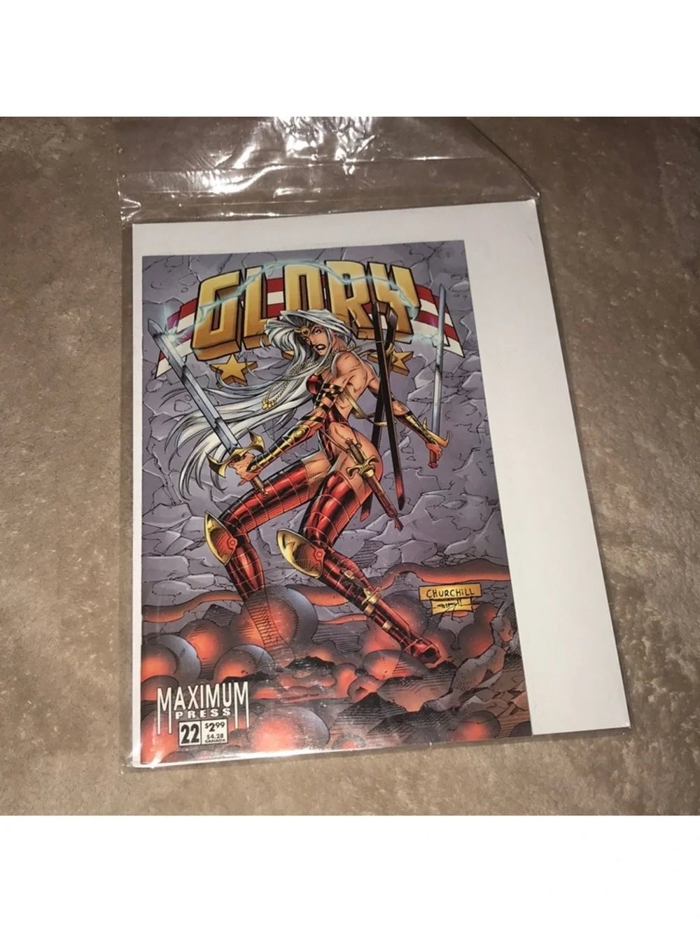 Maximum press Glory #22 Comic Book in oversized sleeve - Red and Gold Art